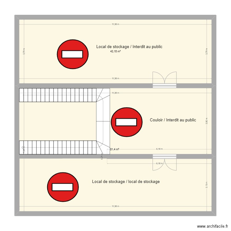 Etage 1 Boissezon. Plan de 2 pièces et 125 m2