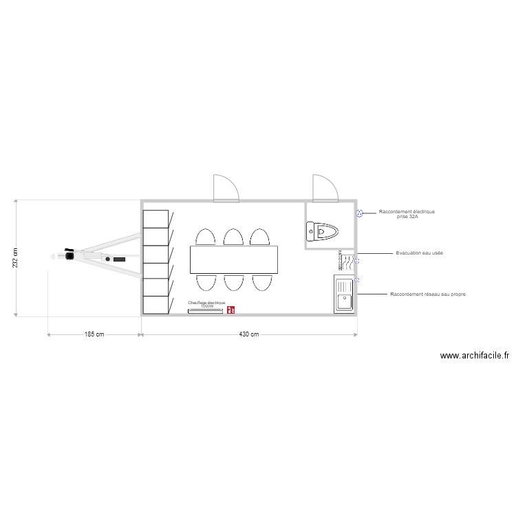 BVR 007 6PL. Plan de 2 pièces et 9 m2