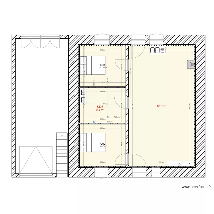 maison Revel location &eacute;vacuation us&eacute;e r&eacute;el 2. Plan de 