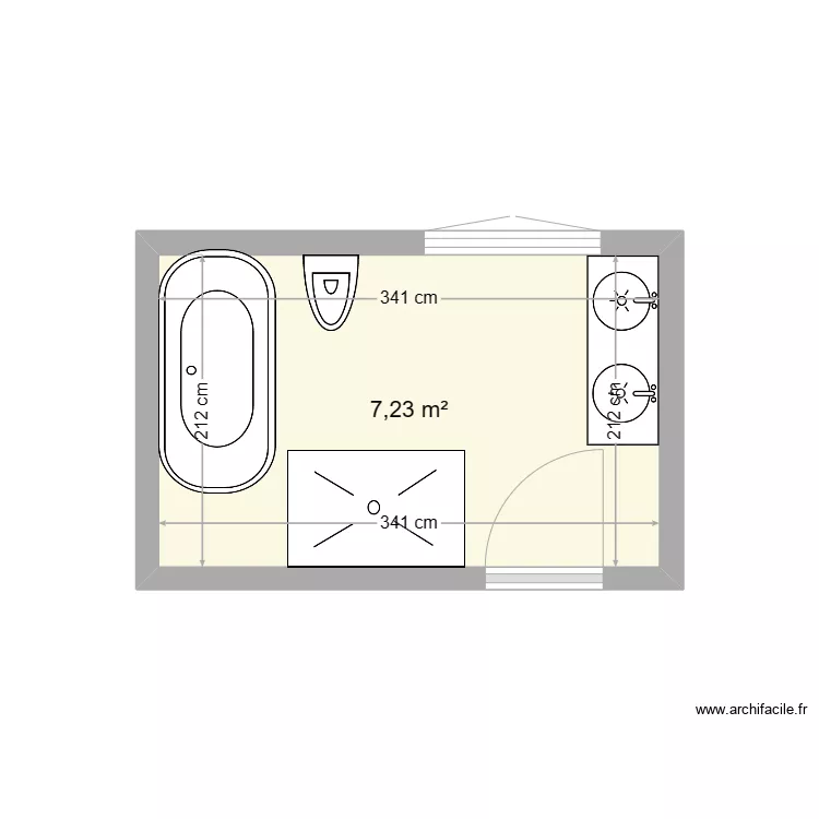 salle de bains &eacute;tage. Plan de 
