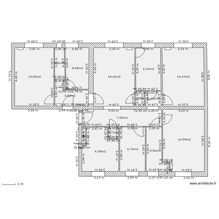 THFLO AVANT TRAVAUX  avec cotes. Plan de 