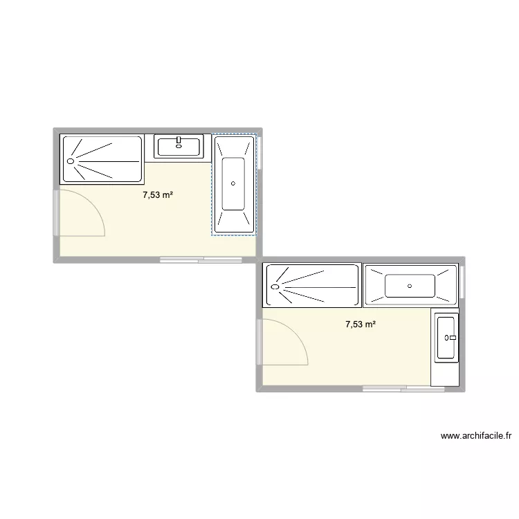salle de bain le Gres. Plan de 