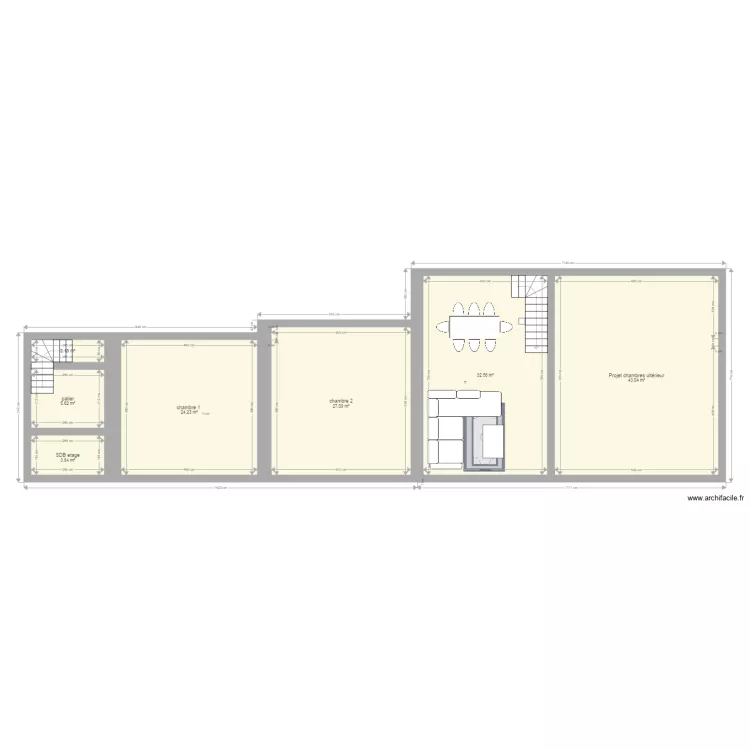 distribution pi&egrave;ce RDC  Etage. Plan de 