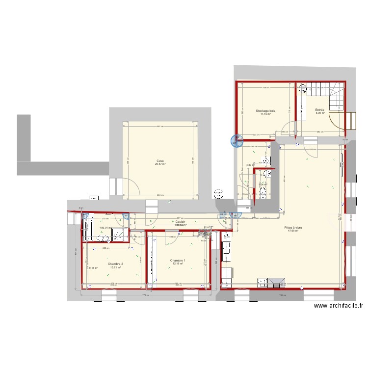 Rdc trvx plomberie. Plan de 0 pièce et 0 m2