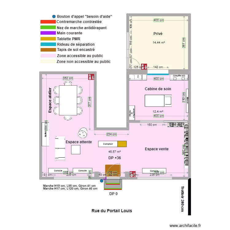 AURA INSTITUT plan apr&egrave;s travaux. Plan de 
