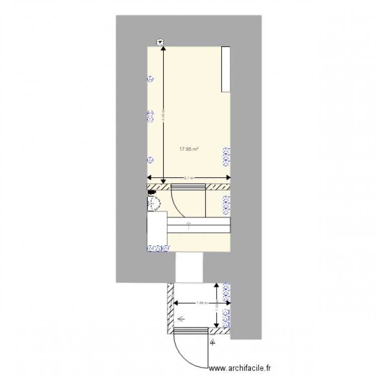 Armurerie MA. Plan de 1 pièce et 18 m2