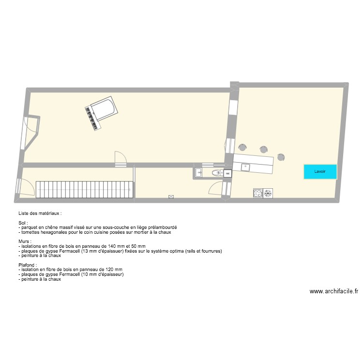 La Laverie Marseille. Plan de 4 pièces et 115 m2