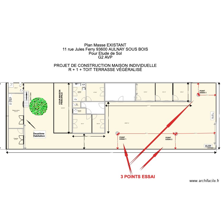 PLAN MASSE JULES FERRY EXISTANT pour Etude de sol 05 05 21. Plan de 0 pièce et 0 m2