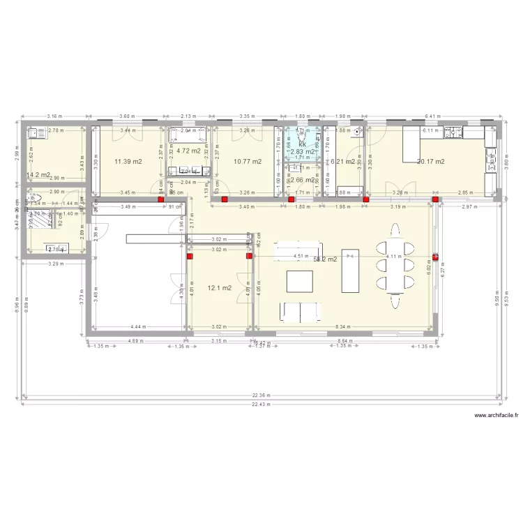 La case bambou maison style cr&eacute;ole grandes ouvertures et gde sdb. Plan de 