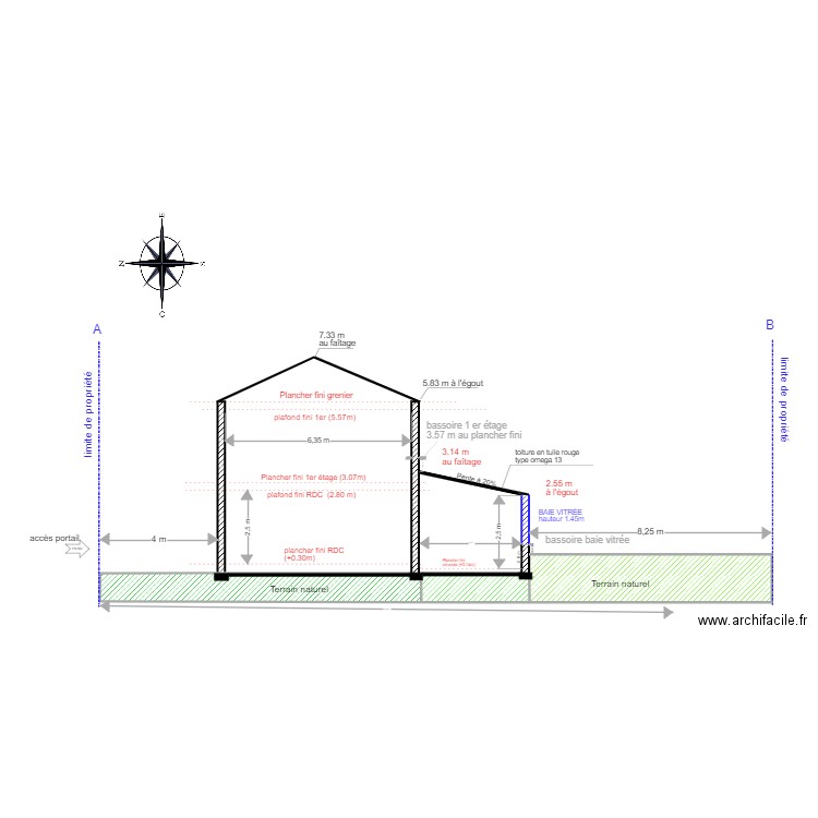 COUPE AB INITIAL N°3333. Plan de 0 pièce et 0 m2