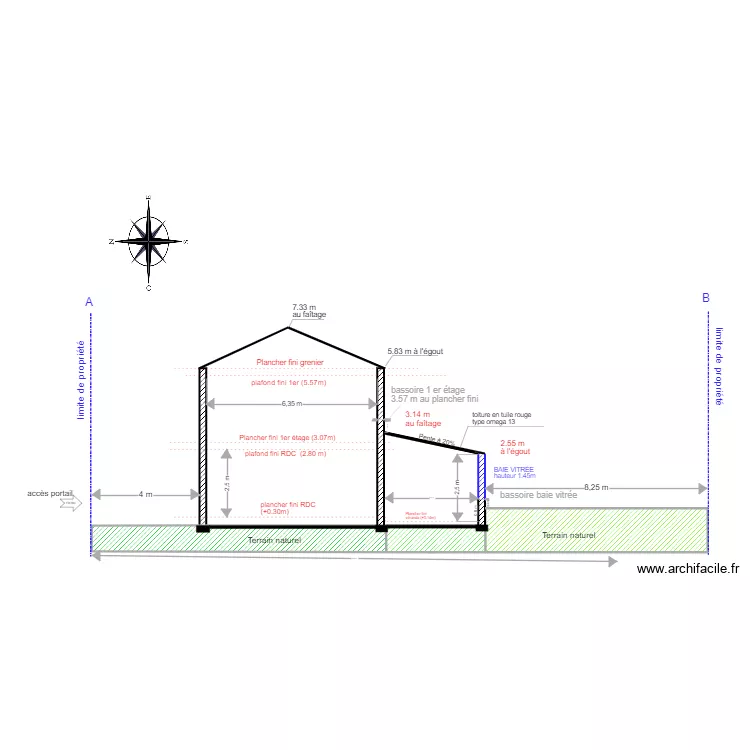 COUPE AB INITIAL N&deg;3333. Plan de 