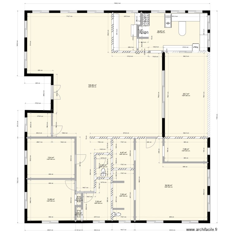 Maison 18X15 modifier 2023. 10 MAI sdb modifier. cuisine . Plan de 13 pièces et 247 m2