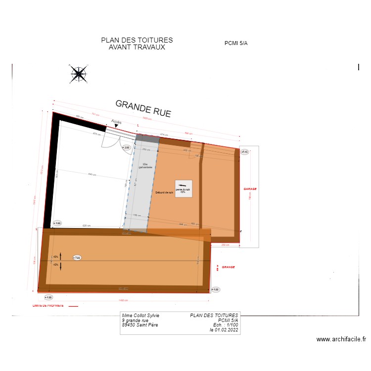 9pcmi 5A AVANT TRAVAUX . Plan de 3 pièces et 175 m2