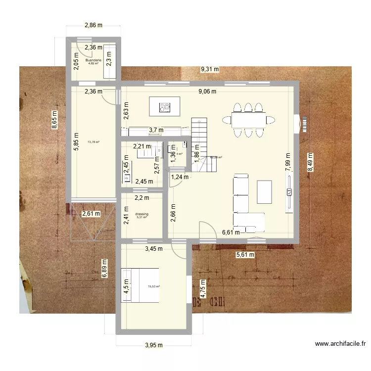 Maison Plérin. Plan de 6 pièces et 103 m² Maison Plérin. Plan de 6 pièces et 103 m²