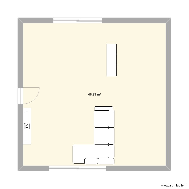 sejour. Plan de 1 pièce et 49 m2