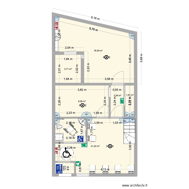 cabinet medical eleu. Plan de 6 pièces et 55 m2