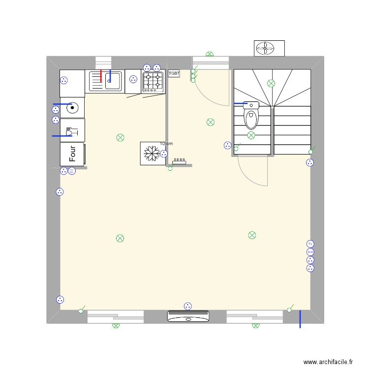 avril 2023. Plan de 1 pièce et 37 m2