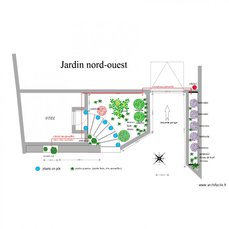 plan jardin Nord Ouest. Plan de 0 pièce et 0 m2