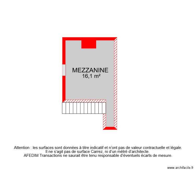 BI 8234 MEZZANINE . Plan de 1 pièce et 16 m2