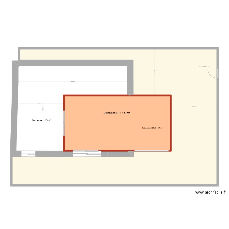 Cabbé - Lot N°5 - Extension R+1. Plan de 2 pièces et 152 m2