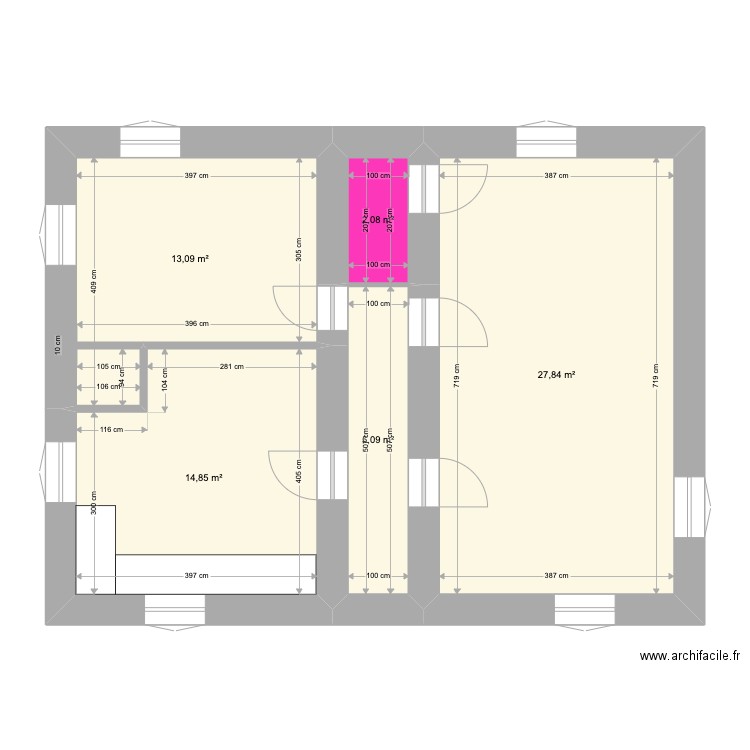 plan RDC cuisine gauche. Plan de 5 pièces et 63 m2