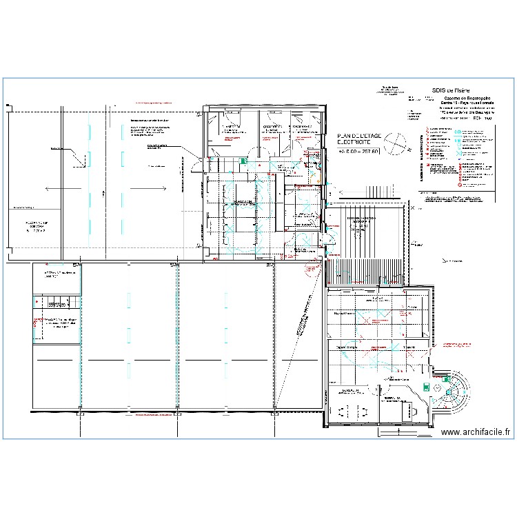 Plan SDIS Beaurepaire étage 1. Plan de 0 pièce et 0 m2