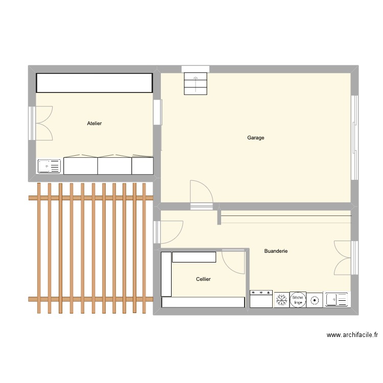 Lamalou Bas meublé. Plan de 4 pièces et 69 m2