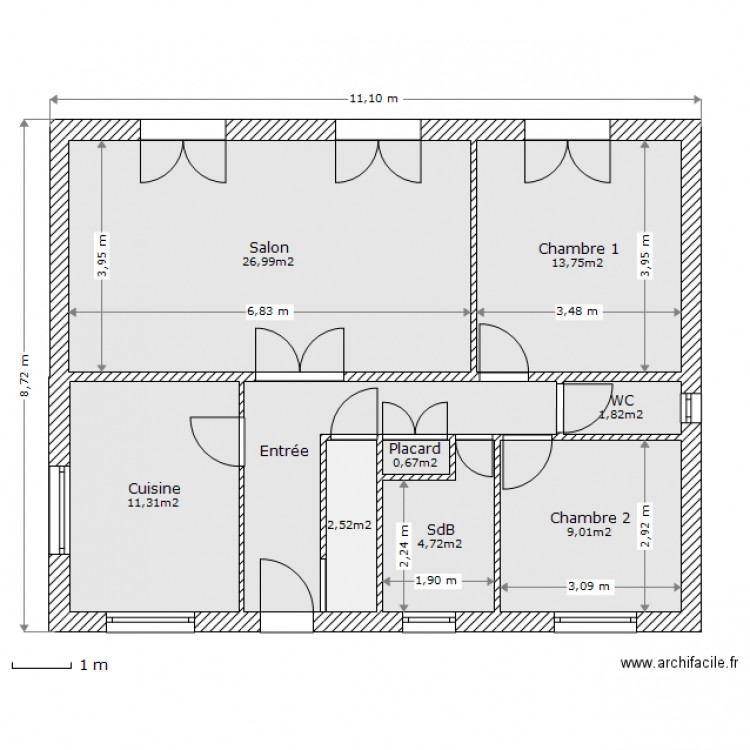 Cornouaille-RdC-avec cotations. Plan de 0 pièce et 0 m2