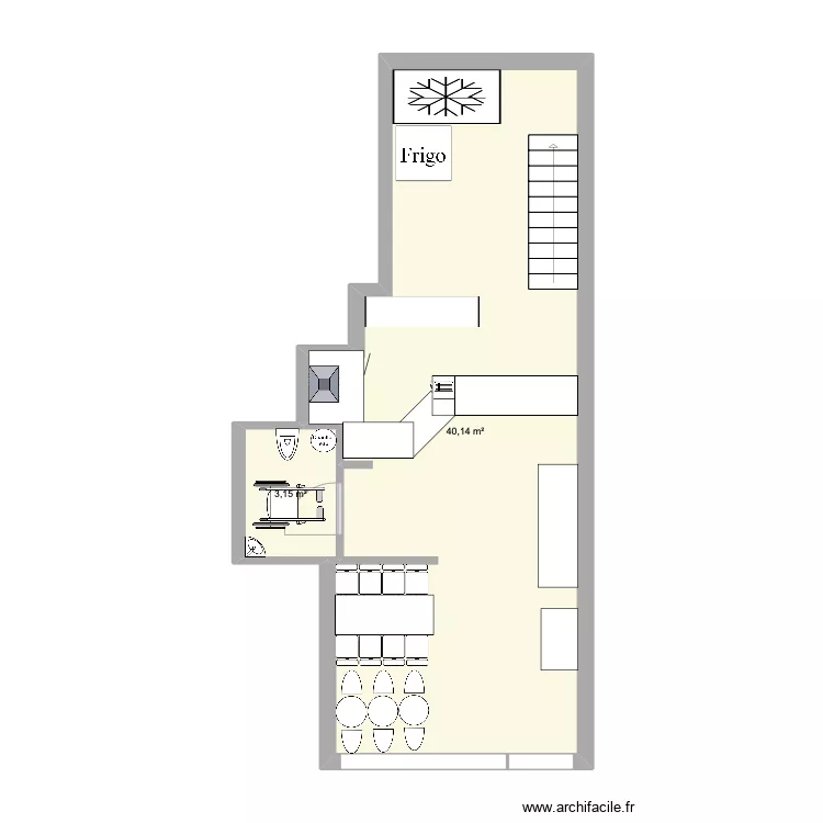 BAR A SALADE SANS SAS. Plan de 