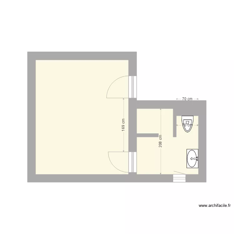 plan chambre et salle de douche. Plan de 