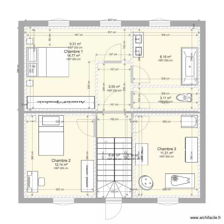LONGUES etage apr&egrave;s. Plan de 