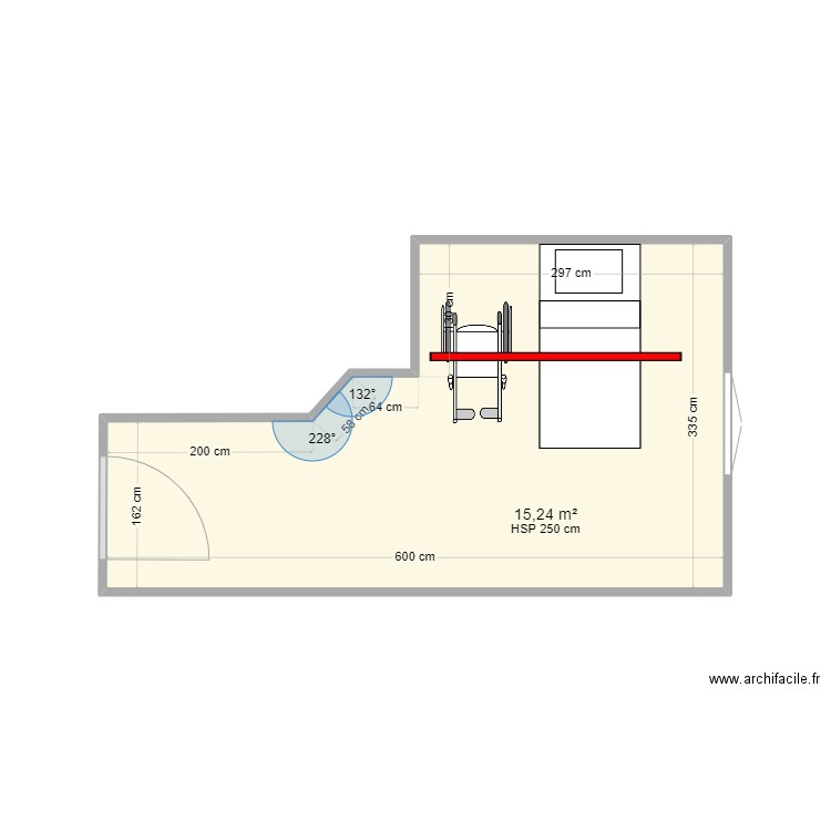 ehpad hms BARBE. Plan de 1 pièce et 15 m2