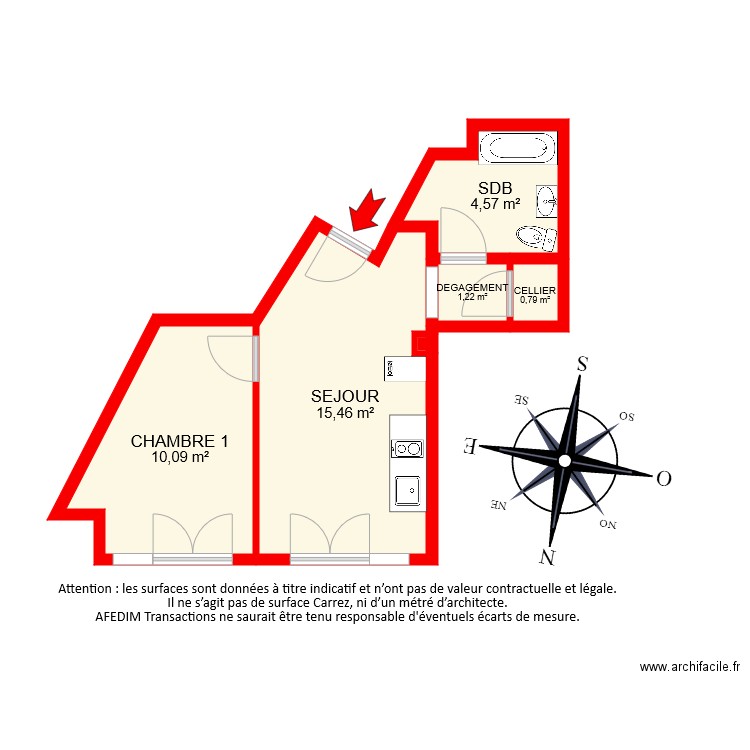 BI7421. Plan de 6 pièces et 32 m2