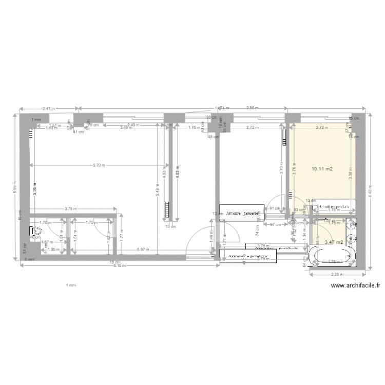 PASSY 7. Plan de 2 pièces et 14 m2