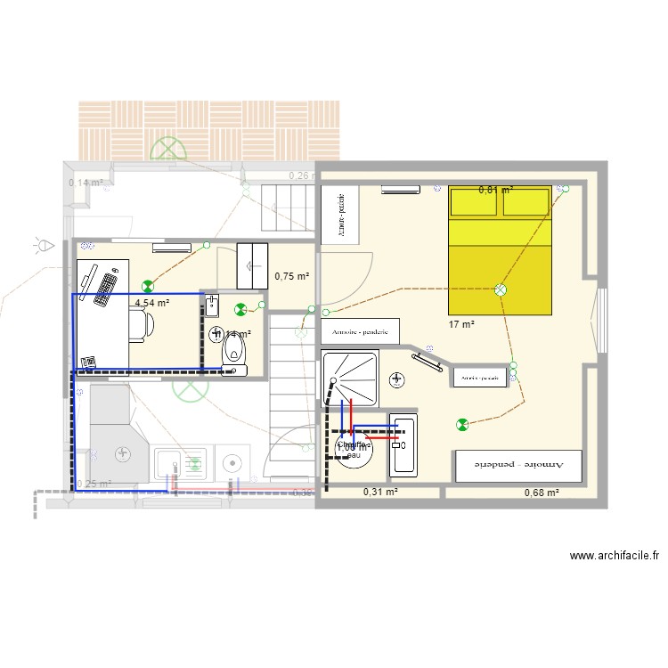 petit garage 02. Plan de 16 pièces et 65 m2