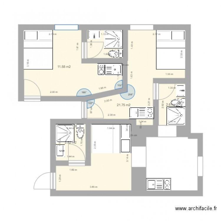 1er etage inayat deux. Plan de 0 pièce et 0 m2