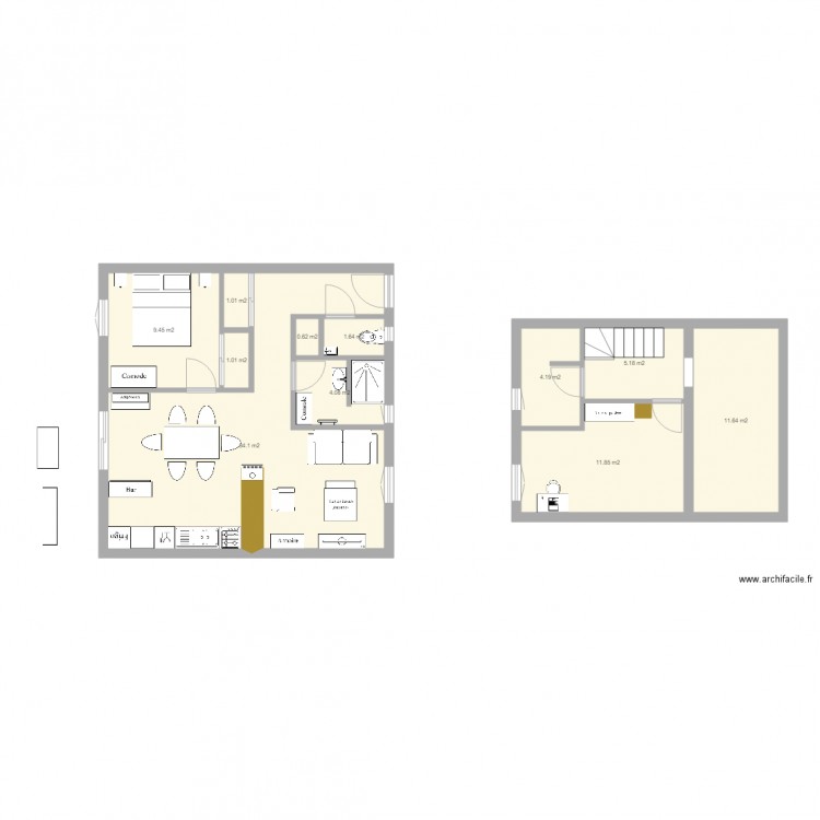 plan appart PG plain pied 1. Plan de 0 pièce et 0 m2