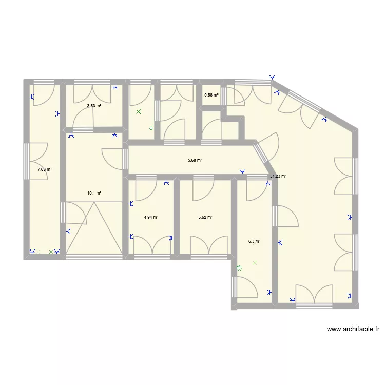 nayer. Plan de 9  et 76 m²