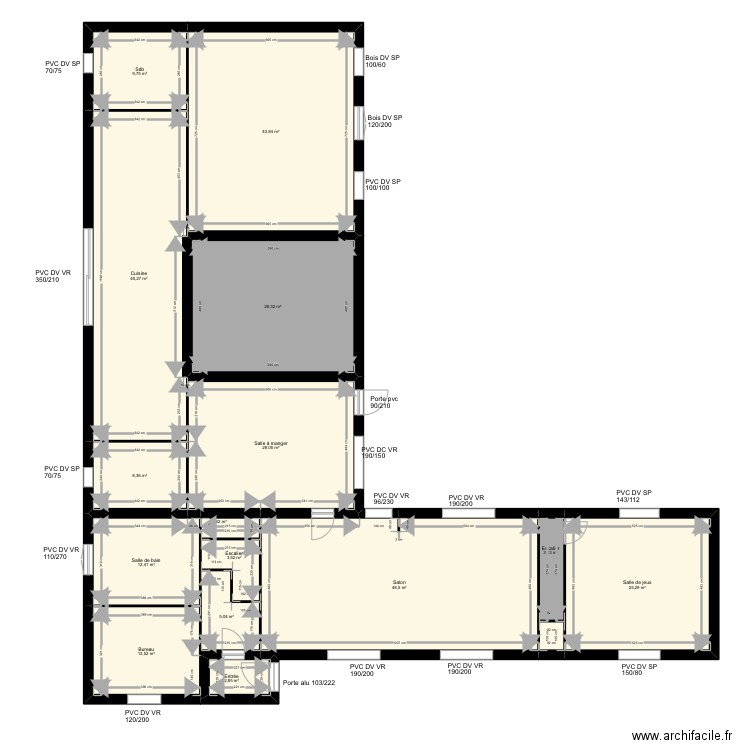 Mortier. Plan de 30 pièces et 501 m2