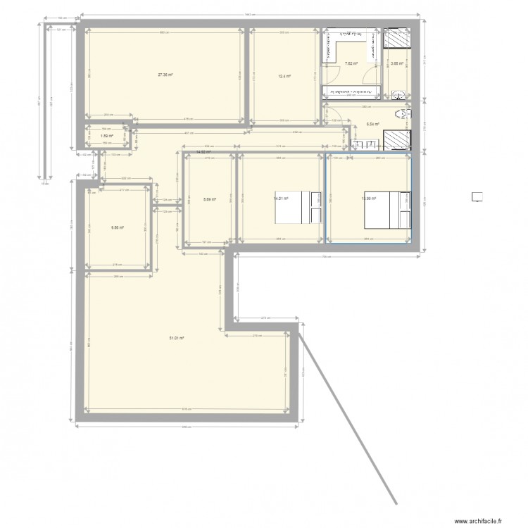 plan cestas 22-06. Plan de 12 pièces et 172 m2