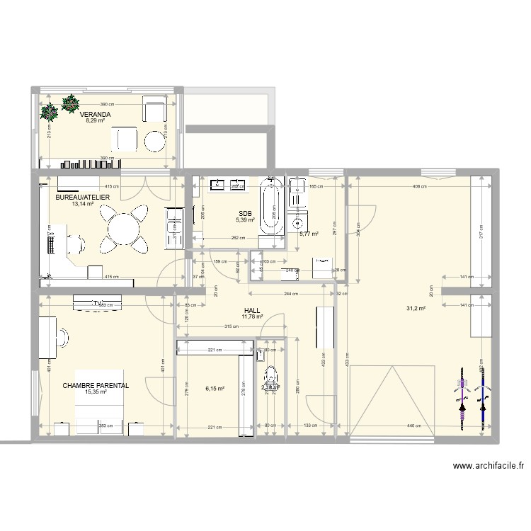 TROQUE AMENAGEMENT SOUS SOL v2. Plan de 18 pièces et 204 m2