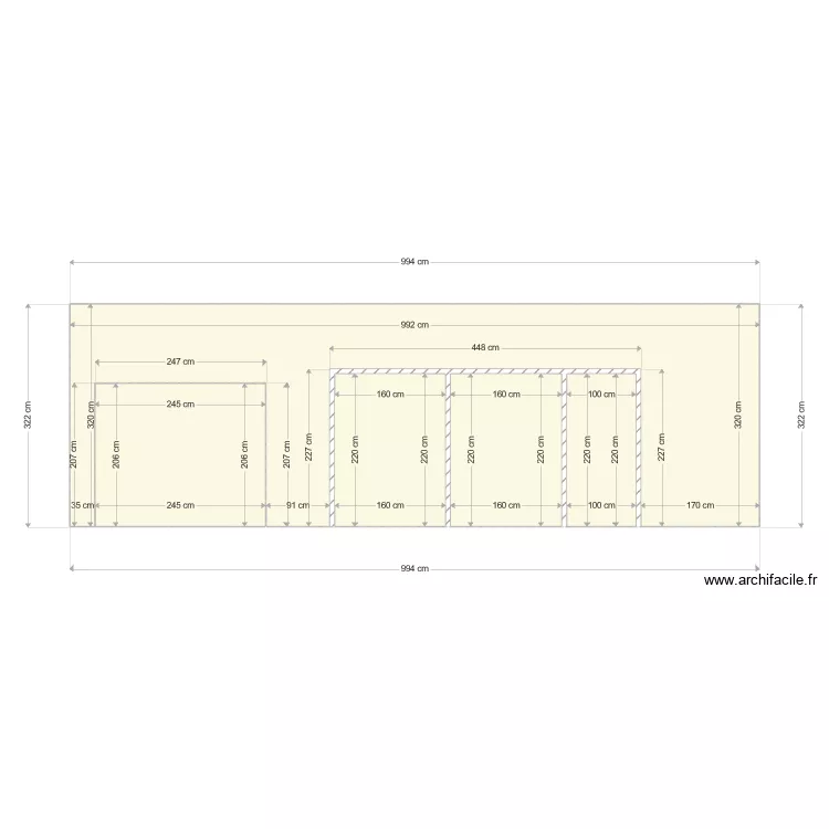 BUREAU VITRINE FACADE. Plan de 