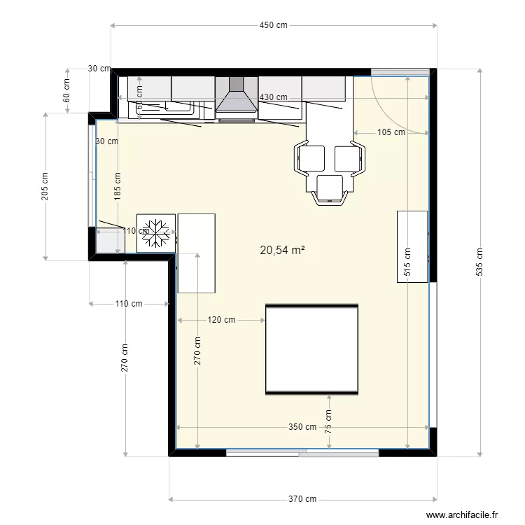 CUISINE OUVERTE VERRERIE. Plan de CUISINE OUVERTE VERRERIE. Plan de