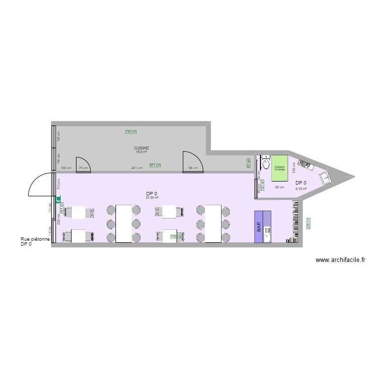 LEC KER AVANT TRAVAUX. Plan de 4 pièces et 62 m2