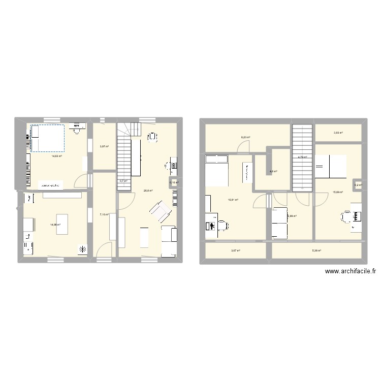 str2. Plan de 17 pièces et 138 m2