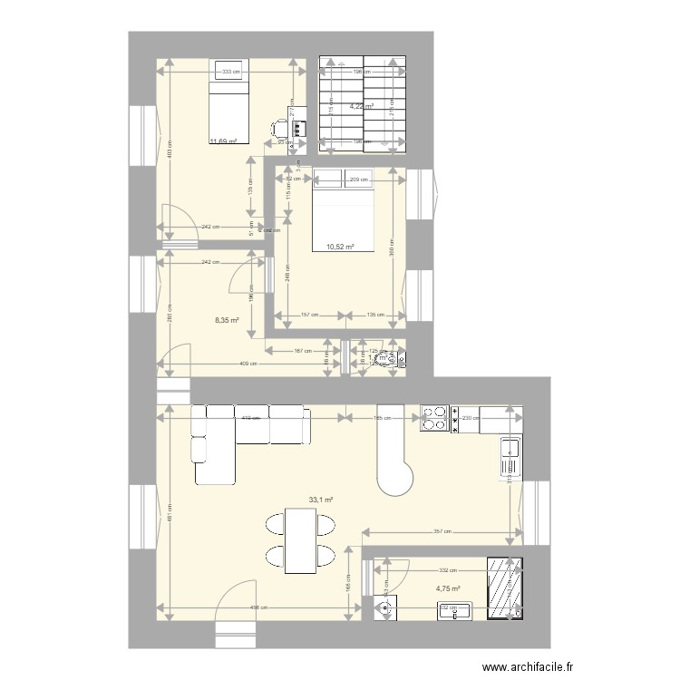 3 PIECES 1ER. Plan de 0 pièce et 0 m2