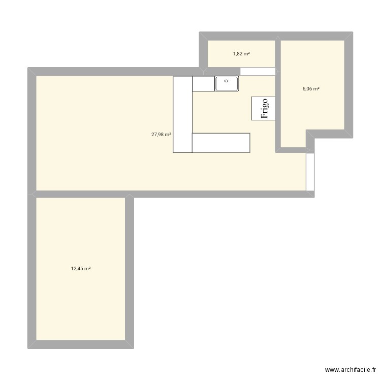 f2 - 50 . Plan de 4 pièces et 48 m2