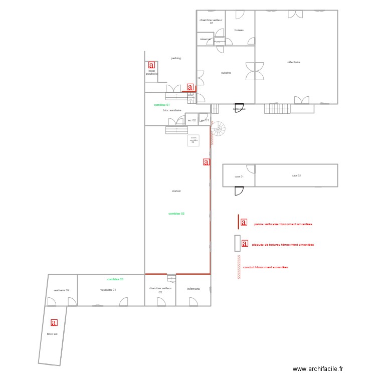  salver bat1 rdc amiante3. Plan de 0 pièce et 0 m2