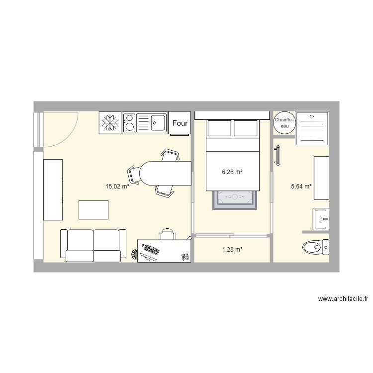 R2C 4. Plan de 4 pièces et 28 m2