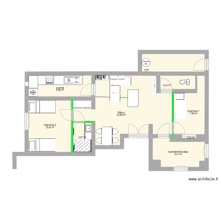 lemoine projet5. Plan de 11 pièces et 66 m2